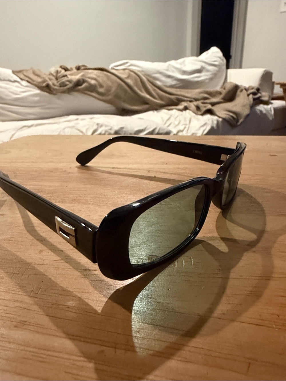 Guess Men's Black Sunglasses with Subtle Green Tinted Lenses